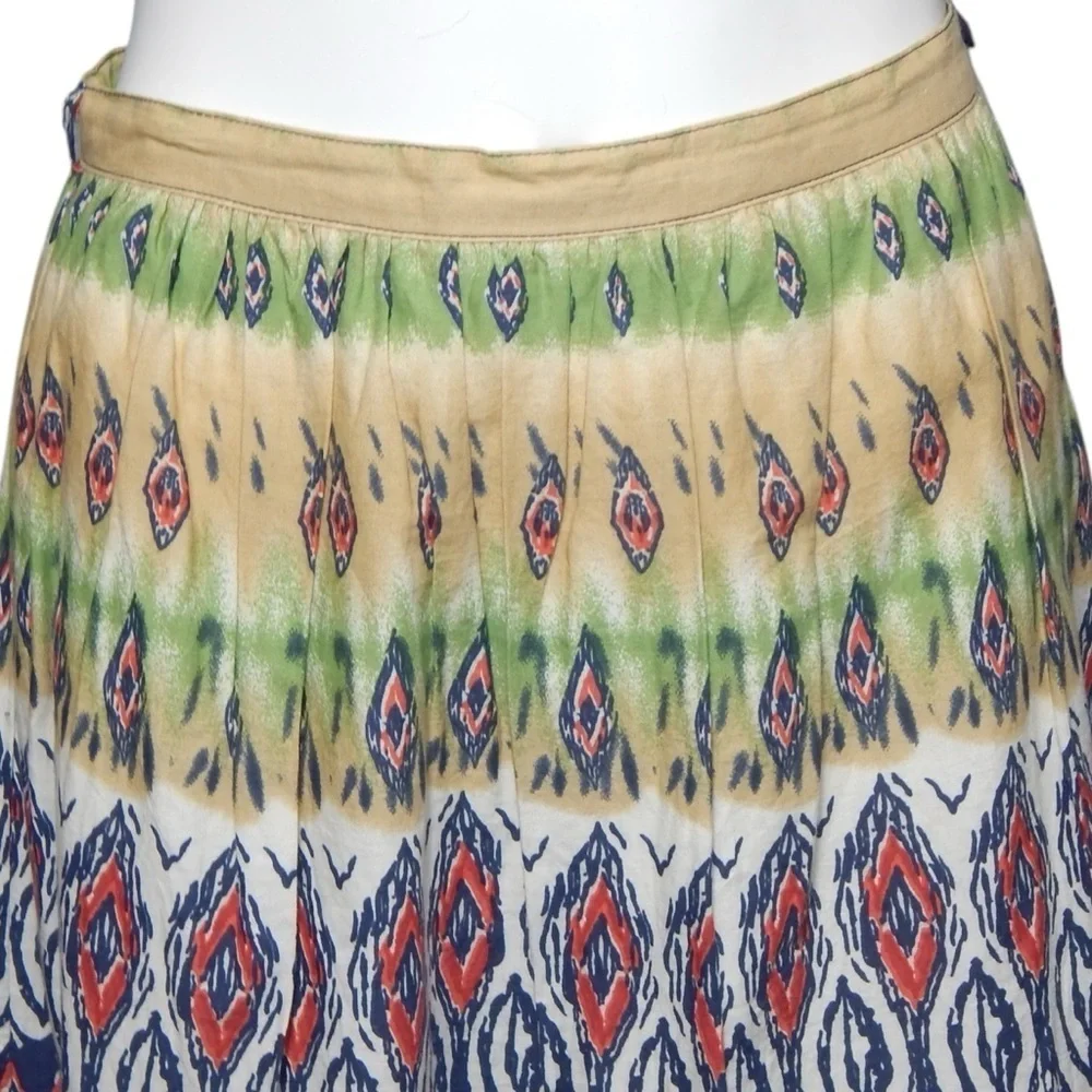 Anna Sui Full A-Line Skirt Women’s Size Medium Pleated Bohemian 100% Cotton